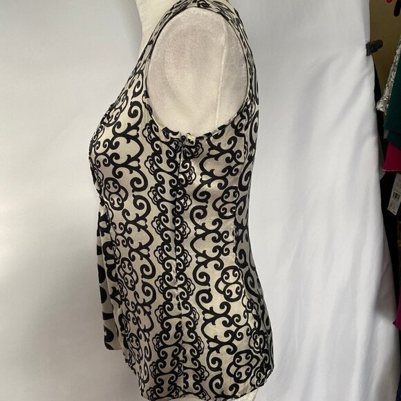 White House Black Market Scroll Design 100% Silk Blouse - Picture 6 of 12